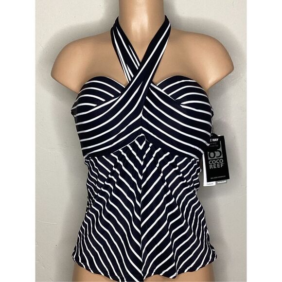 New. Coco Reef black stripe 5-way tankini top. 32/34DD. RETAILS $81 - Picture 6 of 11